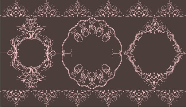 Vintage label elements with ornate elegant abstract floral designs vector
