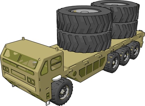 Military truck, illustration, vector on white background.