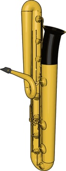 Yellow saxophone, illustration, vector on white background.