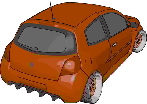 Red renault clio, illustration, vector on white background.