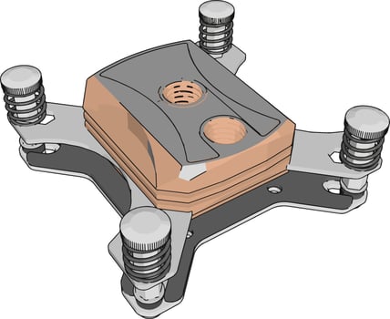 Processor cooling, illustration, vector on white background.
