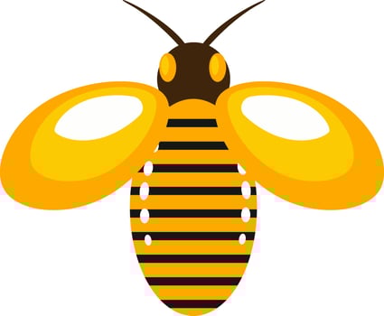 Big yellow bee, illustration, vector on a white background.