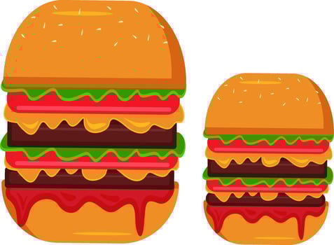 Two burgers, illustration, vector on a white background.