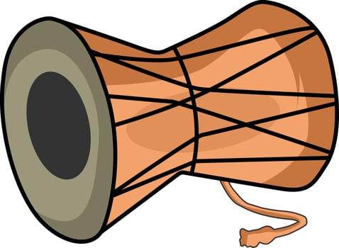 Damru instrument, illustration, vector on a white background.