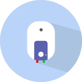 Geyser bathroom, illustration, vector on a white background.