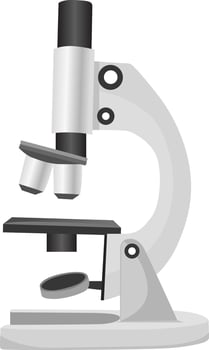 Small microscope, illustration, vector on a white background.
