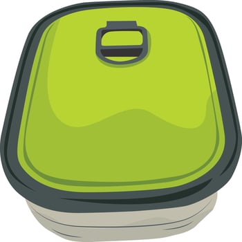 Green small box, illustration, vector on a white background.