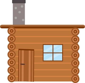 Wooden hut, illustration, vector on a white background.