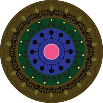 A circular design with a pink center vector