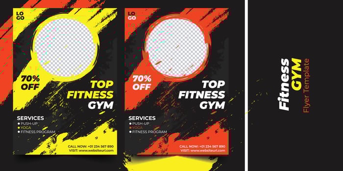 Business fitness gym brush effect flyer design vector