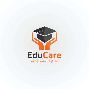 Care education logo design concept for holding hand and cap vector