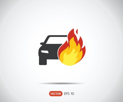 Car fires Vehicle.  insurance Icon. vector
