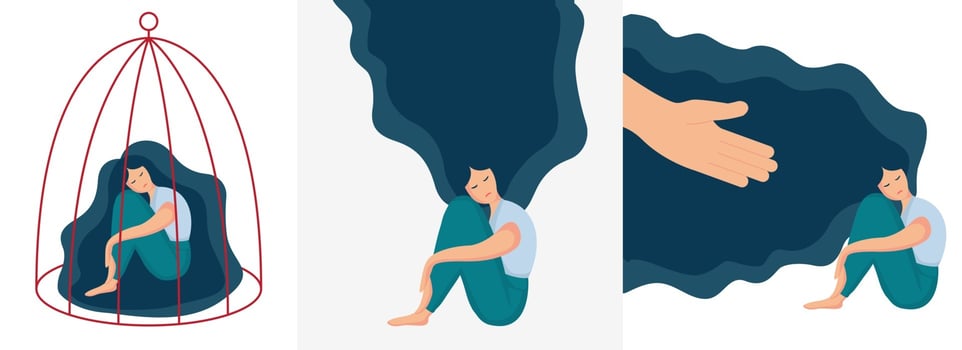 girl sitting, hugging knees 11 set vector