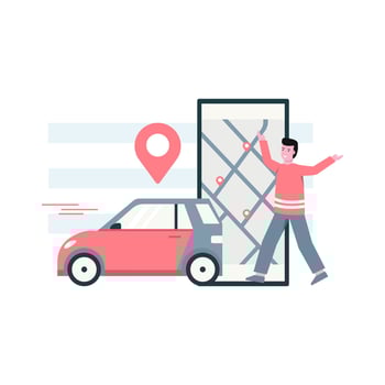 Flat vector illustration of someone charging an electric car that is environmentally friendly