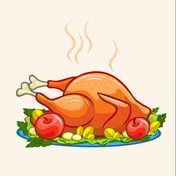 Roasted turkey on a platter with vegetables vector