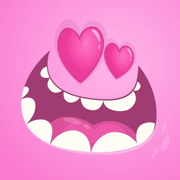 Cartoon mouth with hearts illustration vector