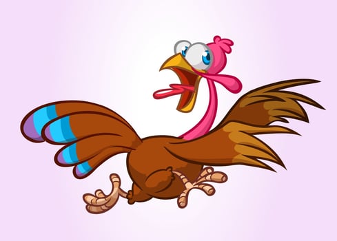 Cartoon turkey running happily vector