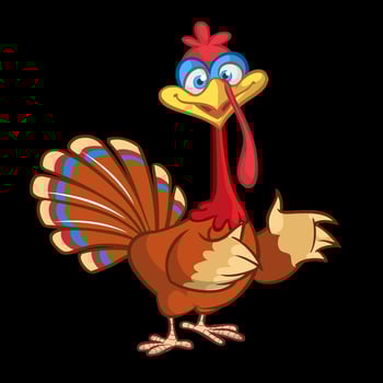 Colorful cartoon turkey character vector