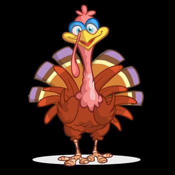 Colorful cartoon turkey character vector