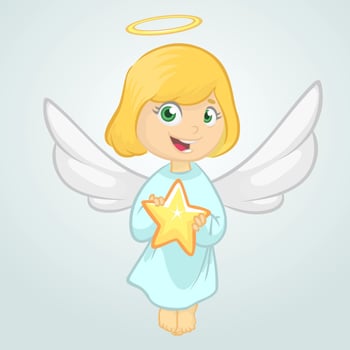 Cartoon angel with a star vector