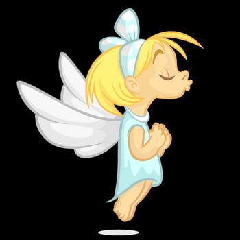 Cartoon angel with wings and bow vector
