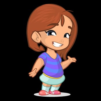 Cute cartoon girl character with brown hair vector