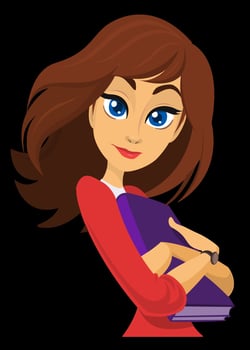 Animated character with a book vector