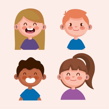 bundle of little kids characters vector