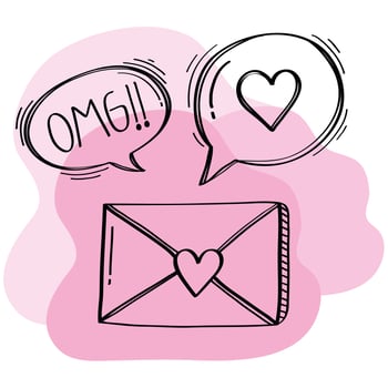 love mail with speech bubbles social media doodle style icons vector