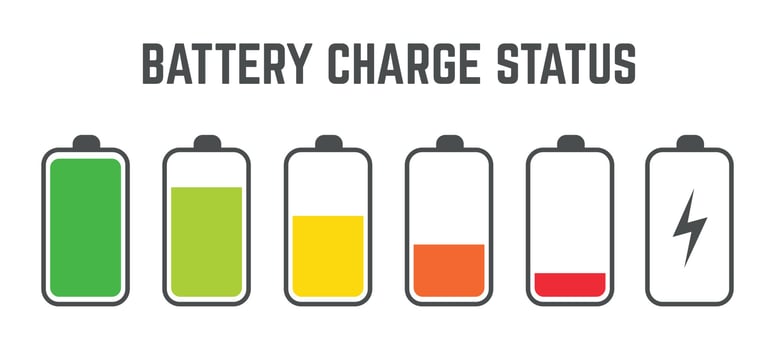 battery charge status level set collection vector