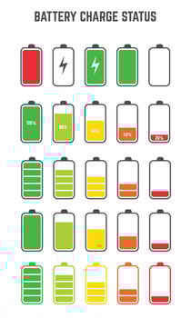 battery charge status level set collection vector