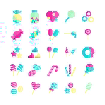 Candy icon set vector flat for website mobile app presentation social media Suitable for user interface and user experience