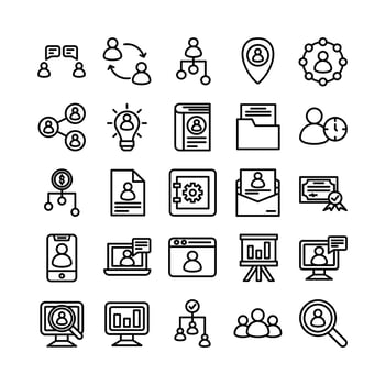Human Resource icon set vector line for website mobile app presentation social media Suitable for user interface and user experience