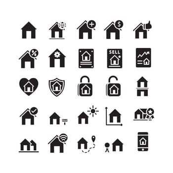 Real Estate icon set vector solid for website mobile app presentation social media Suitable for user interface and user experience