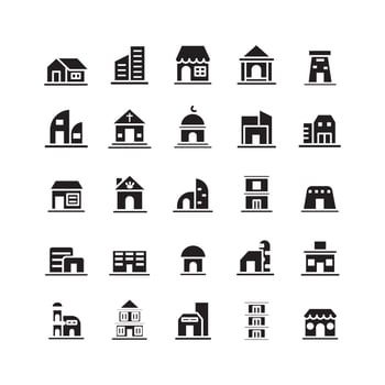 Building icon set vector solid for website mobile app presentation social media Suitable for user interface and user experience