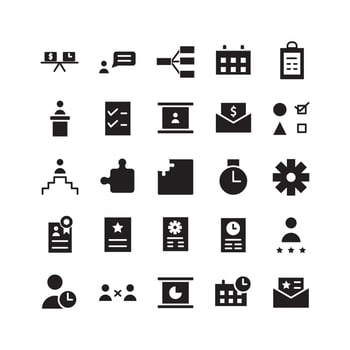 Project Management icon set vector solid for website mobile app presentation social media Suitable for user interface and user experience