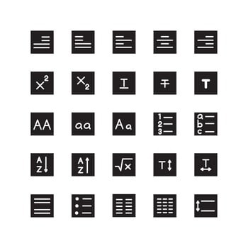 Text Editor icon set vector solid for website mobile app presentation social media Suitable for user interface and user experience
