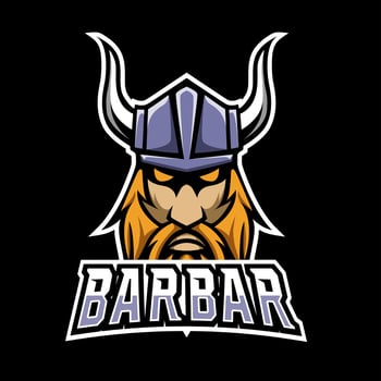 Barbarian helmet mascot sport esport logo template vector