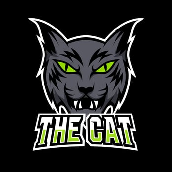 Black angry cat mascot sport esport logo template vector