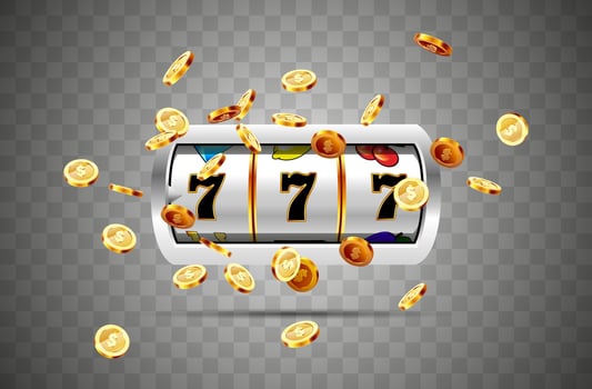 Golden slot machine wins the jackpot. vector
