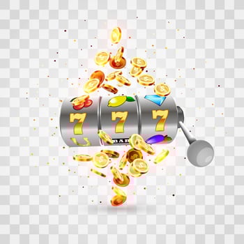 Golden slot machine wins the jackpot. vector