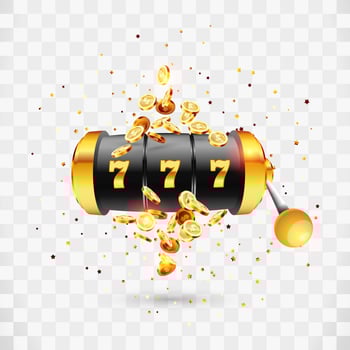 Golden slot machine wins the jackpot. vector