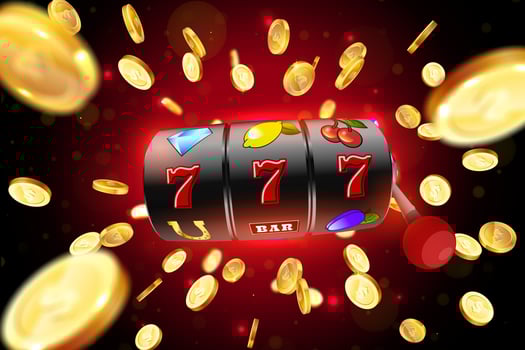 The black slot machine wins the jackpot. vector