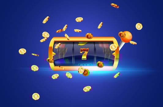 Golden slot machine wins the jackpot. vector