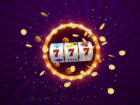 Golden slot machine wins the jackpot. vector