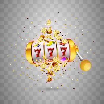 Golden slot machine wins the jackpot. vector