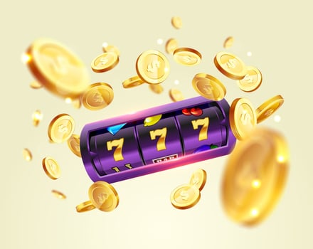 Golden slot machine wins the jackpot. vector
