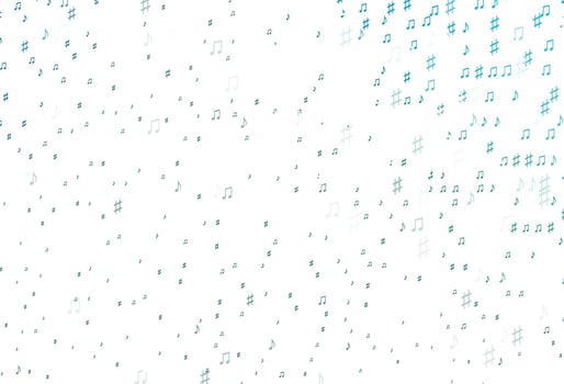Light Blue, Green vector background with music symbols.