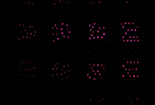 Dark Pink vector texture with playing cards.