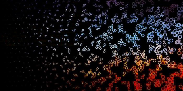 Dark Blue, Red vector template with esoteric signs.
